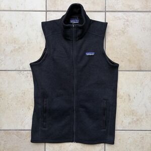 Patagonia Vest Women's Small Black Better Sweater Fleece Full Zip Hilton Logo